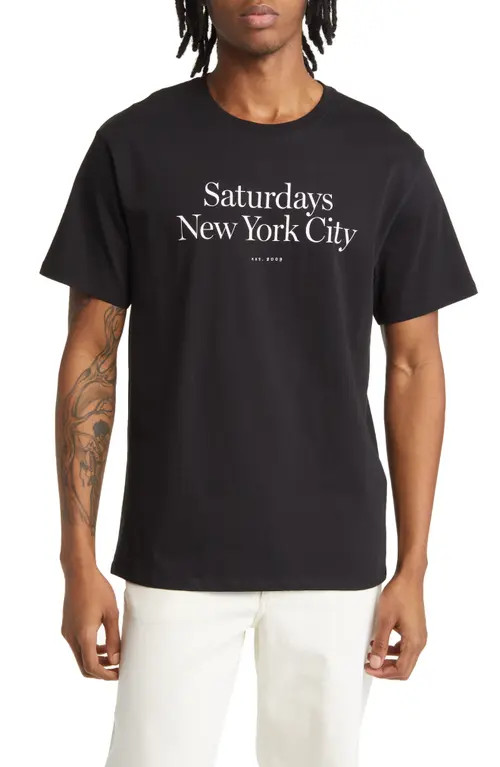 Saturdays NYC Miller Standard Logo Graphic T-Shirt in Black at Nordstrom, Size Medium | Nordstrom