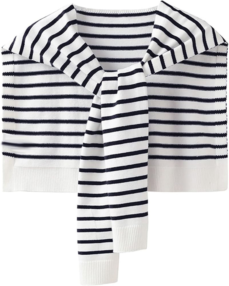 Women Sweater Shawl Wraps Y2K Knitted Tie Up Knotted Shoulder Cape Casual Travel Scarf Tops Trend... | Amazon (US)