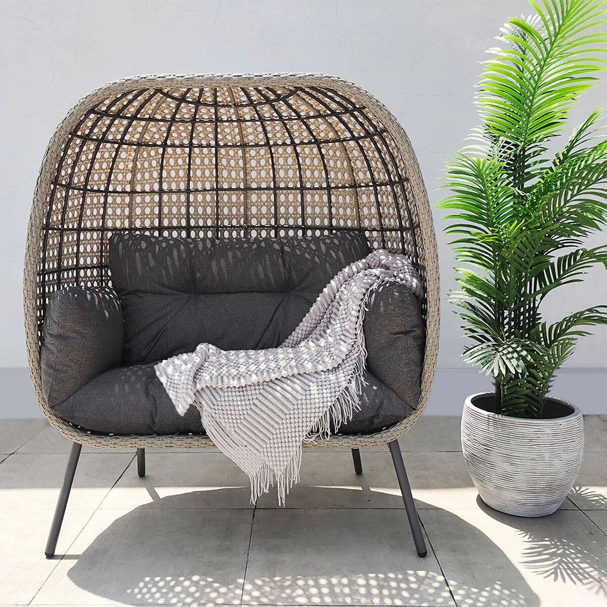 St Kitts Double Garden Egg Chair - Stone Grey | La Redoute (UK)