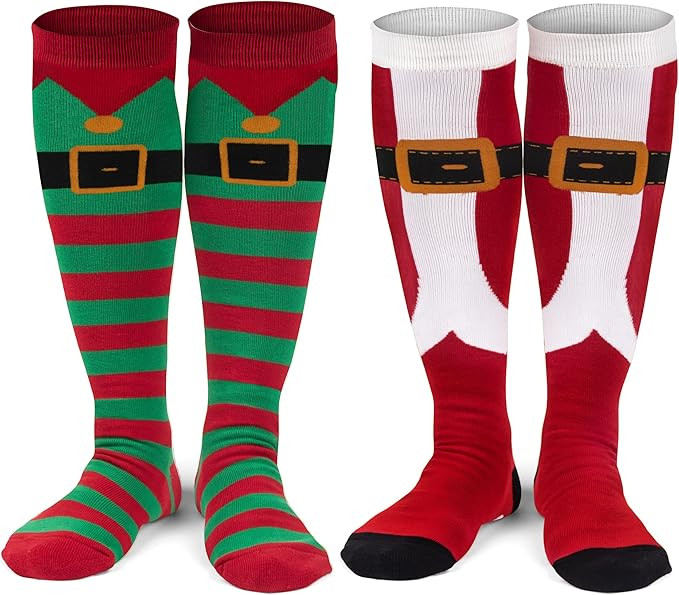 Lavley Knee High Christmas Socks For Adults - Funny Holiday Party Apparel For Men and Women | Amazon (US)