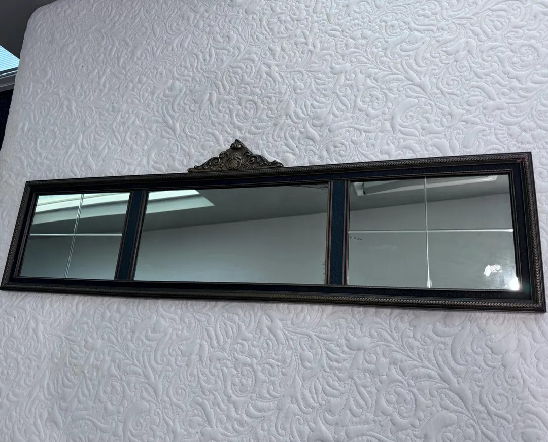 VTG Gesso Buffet Mantle Tri 3 Panel Window Pane Etched Wall Mirror 48X15 BH | Etsy (US)