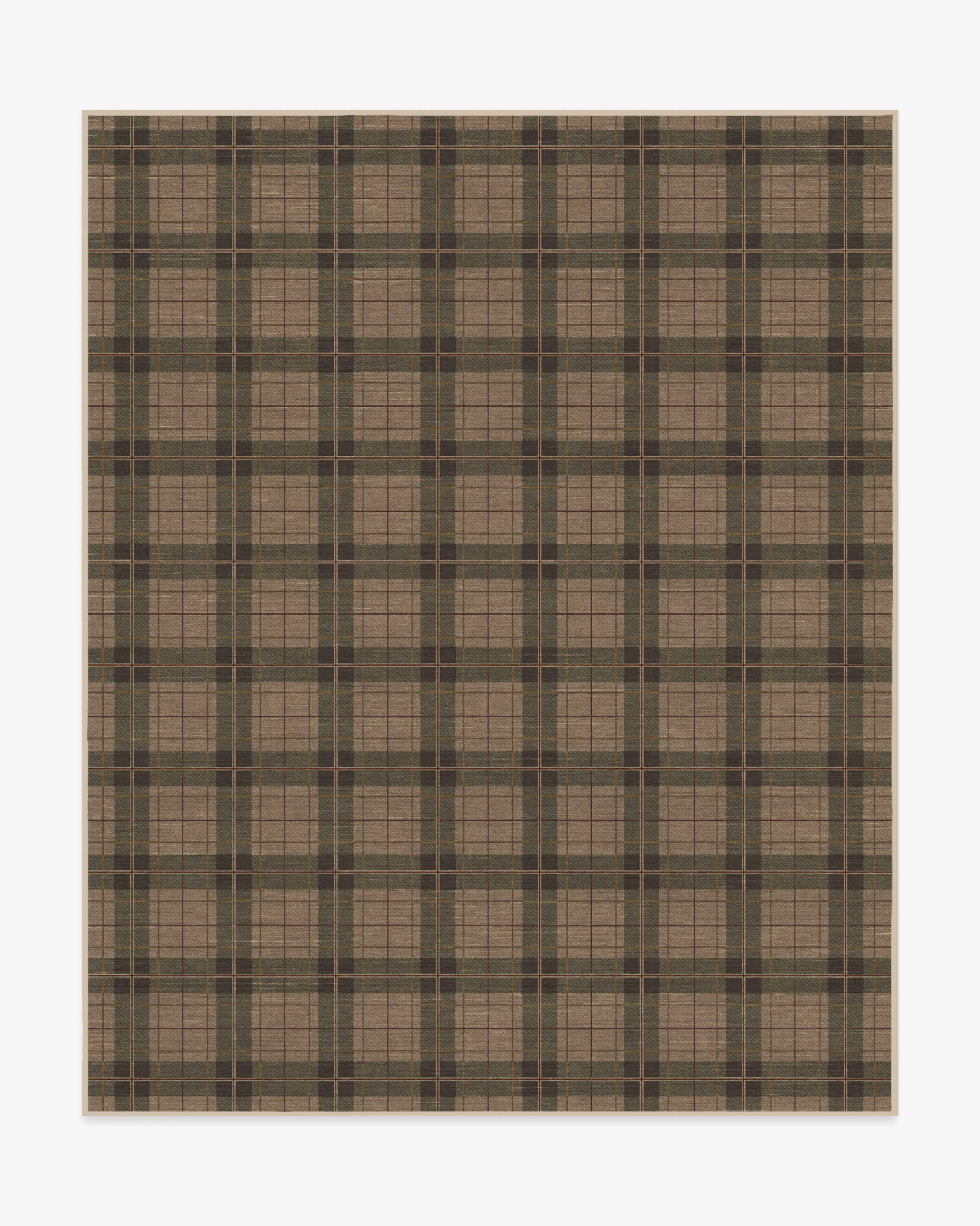 Alfie Plaid Natural & Green Rug | Ruggable US | Ruggable