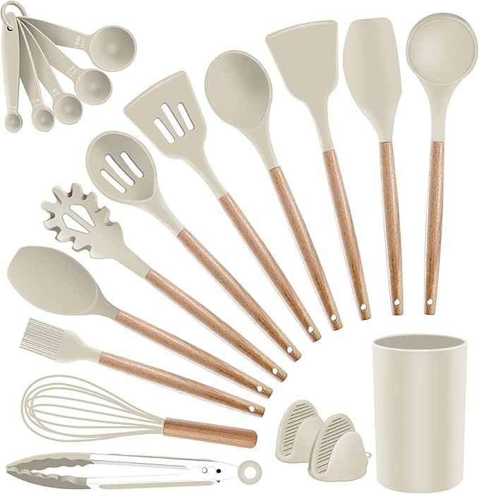 Amazon.com: Silicone Kitchen Utensils Set Cooking Utensils - SZBOB Heat Resistant/Non-stick/Non T... | Amazon (US)