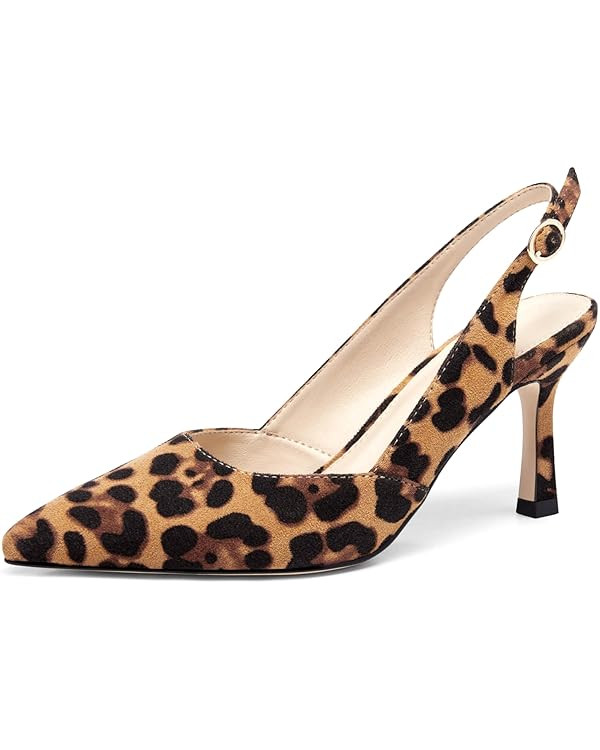 Rilista Women's Slingback Kitten Heels Closed Pointed Toe Wedding Party Dress Pumps Shoes | Amazon (US)