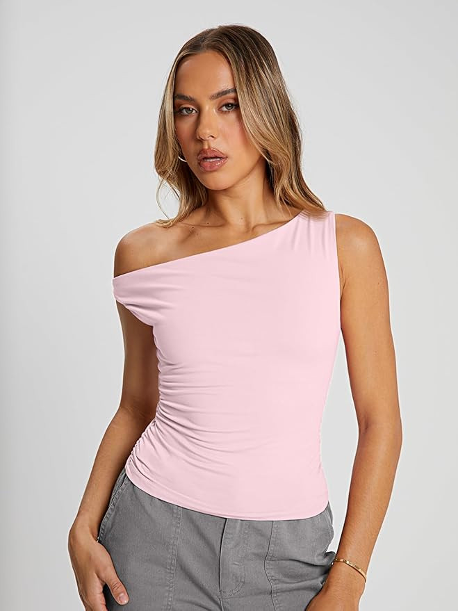 Trendy Queen Women's Off The Shoulder Tank Top, Sleeveless Stretchy Going Out Crop Top, Y2K Fashi... | Amazon (US)