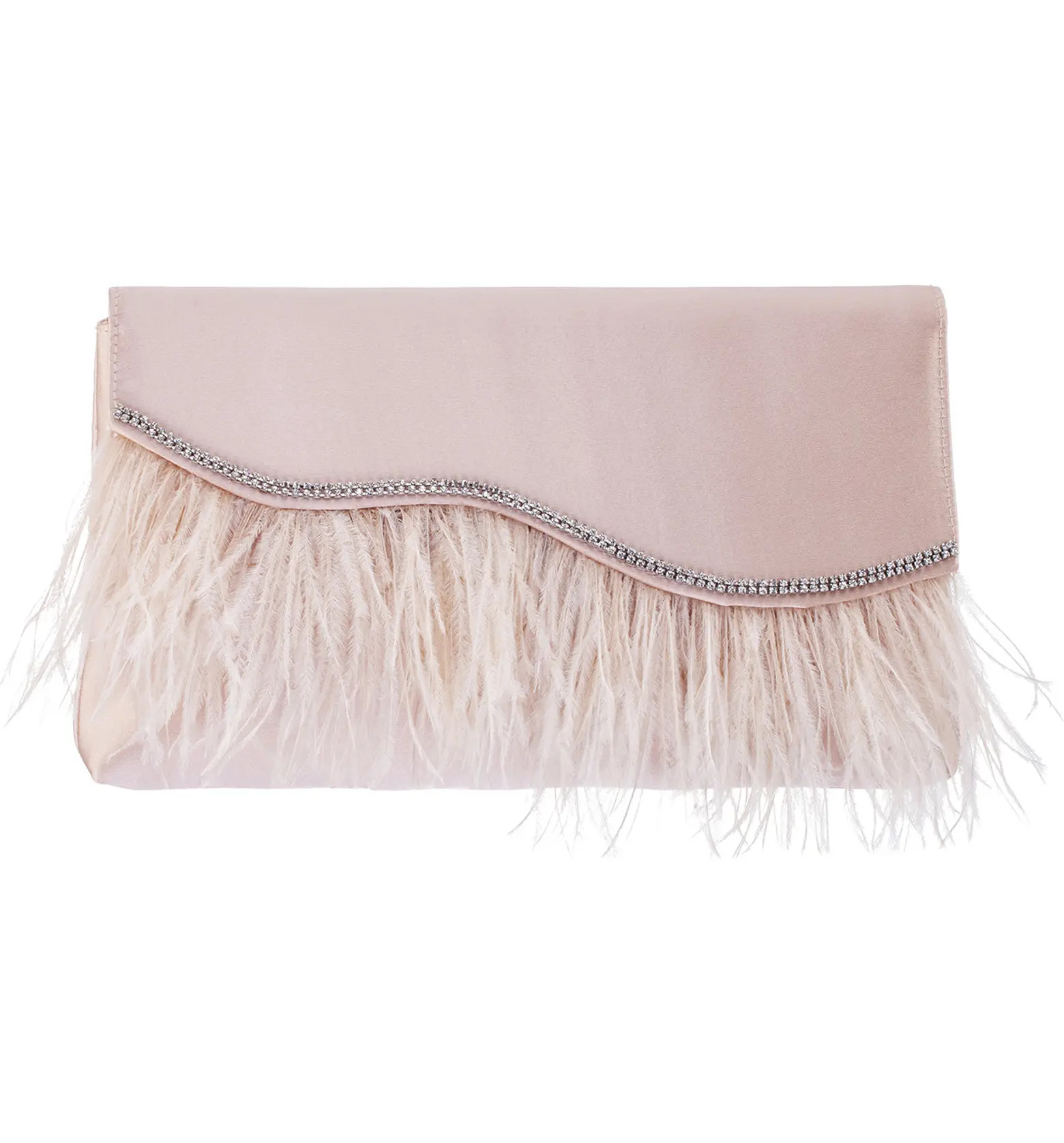Nina Kaidy Feather Trim Satin Clutch | Nordstrom | Nordstrom