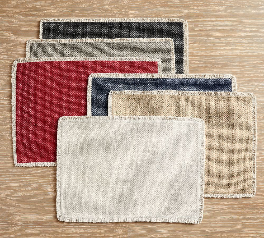 Mason Handwoven Cotton Fringe Placemats | Pottery Barn (US)