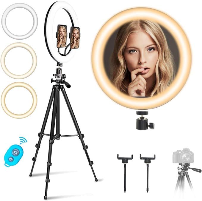 12” Ring Light with Tripod Stand & 2 Phone Holders for TikTok/YouTube/Photography/Makeup/Live, ... | Amazon (US)