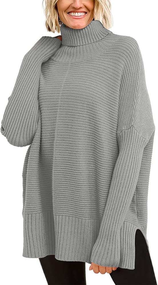 EFAN Women's Turtleneck Oversized Sweaters Fall Outfits Clothes Trendy Fashion Long Pullover Knit... | Amazon (US)