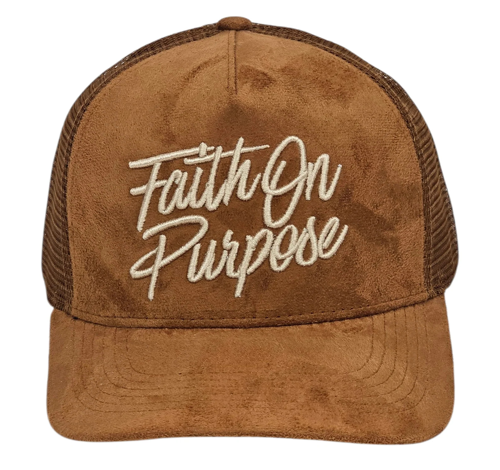 Faith On Purpose Brown Suede Trucker Hat | Faith On Purpose
