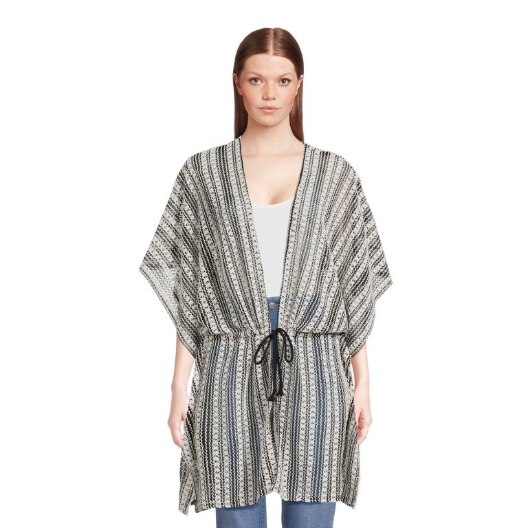 Time and Tru Women’s Tie-Front Crochet Cardigan, Sizes S-3XL | Walmart (US)