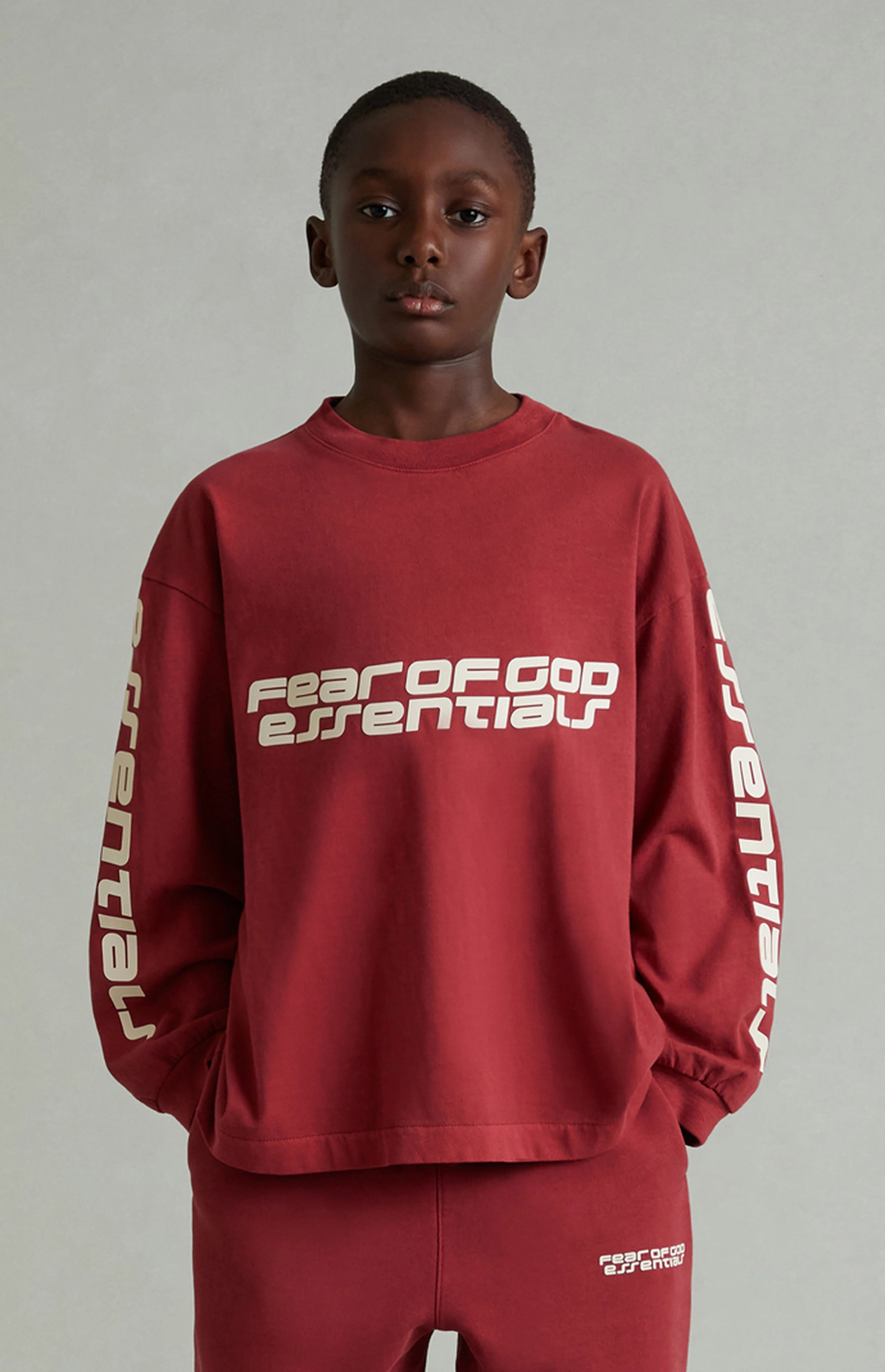 Fear of God ESSENTIALS Kids Crimson Long Sleeve T-Shirt | PacSun