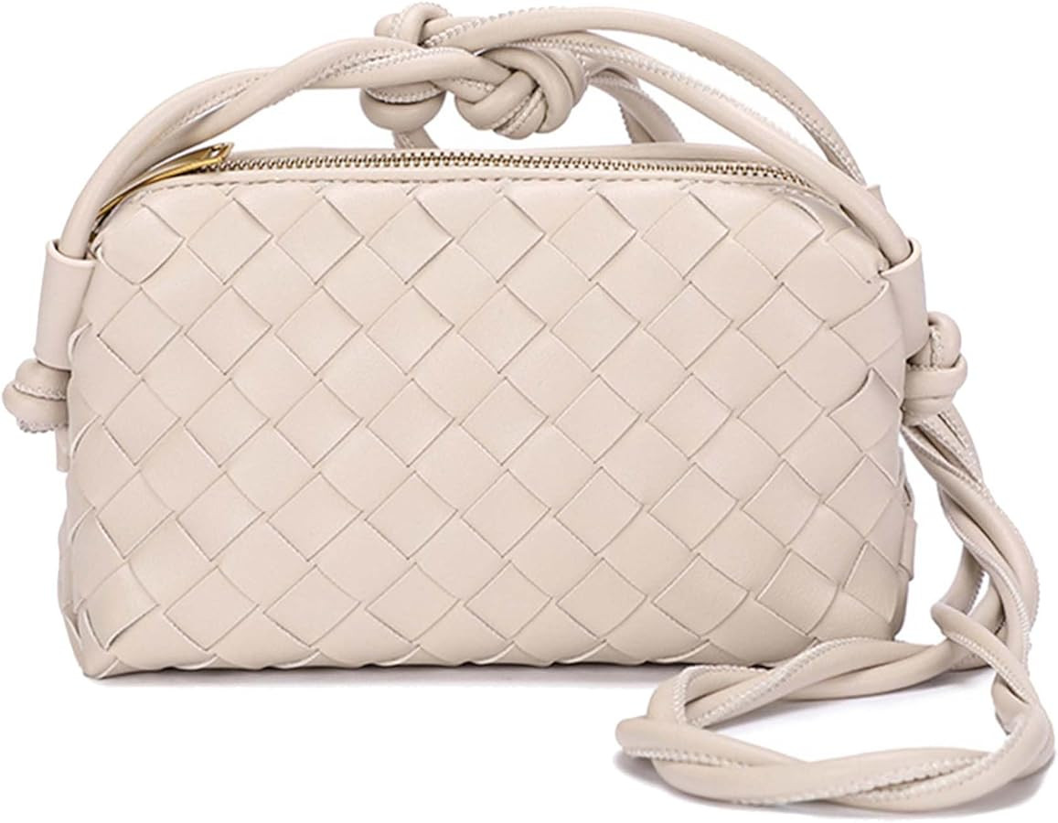 Woven Bag for Women Crossbody Shoulderbag, Small Vegan Leather Purse | Amazon (US)