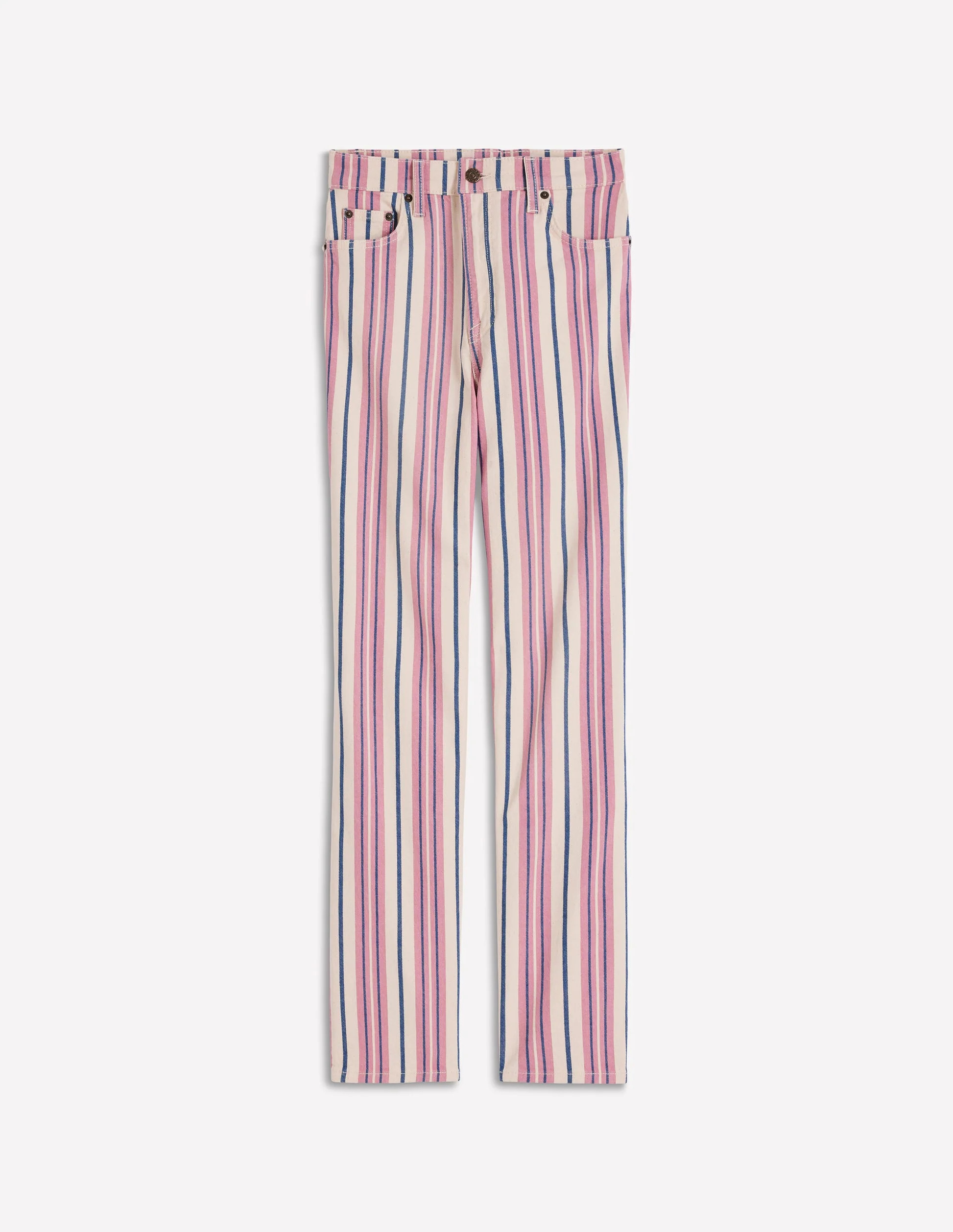 High Rise Straight Jeans-Pink, Blue & Ivory Stripe | Boden (US)