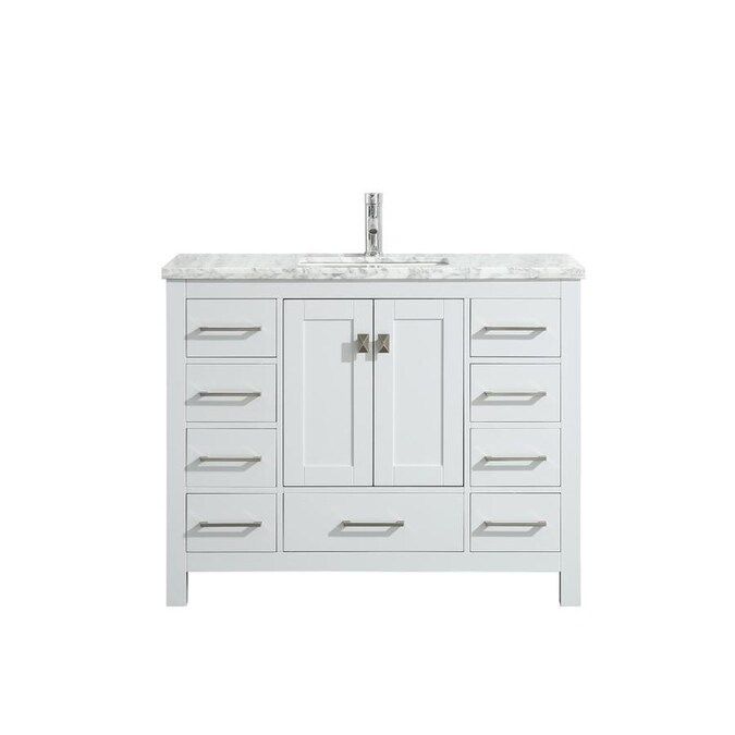 Eviva Eviva London 48-in Transitional White bathroom vanity with white Carrara marble countertop ... | Lowe's