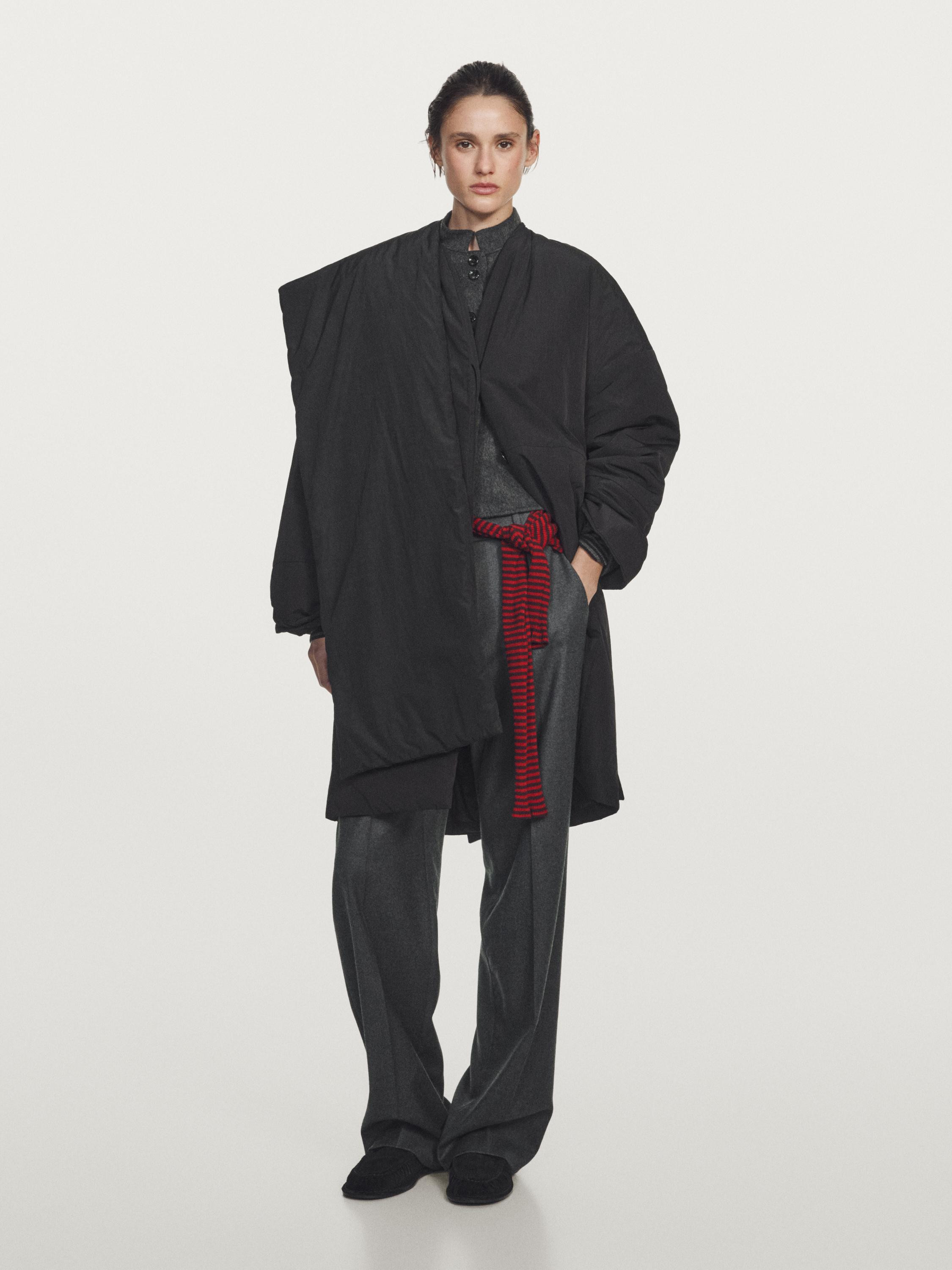 Long water-repellent padded coat with scarf detail | Massimo Dutti US