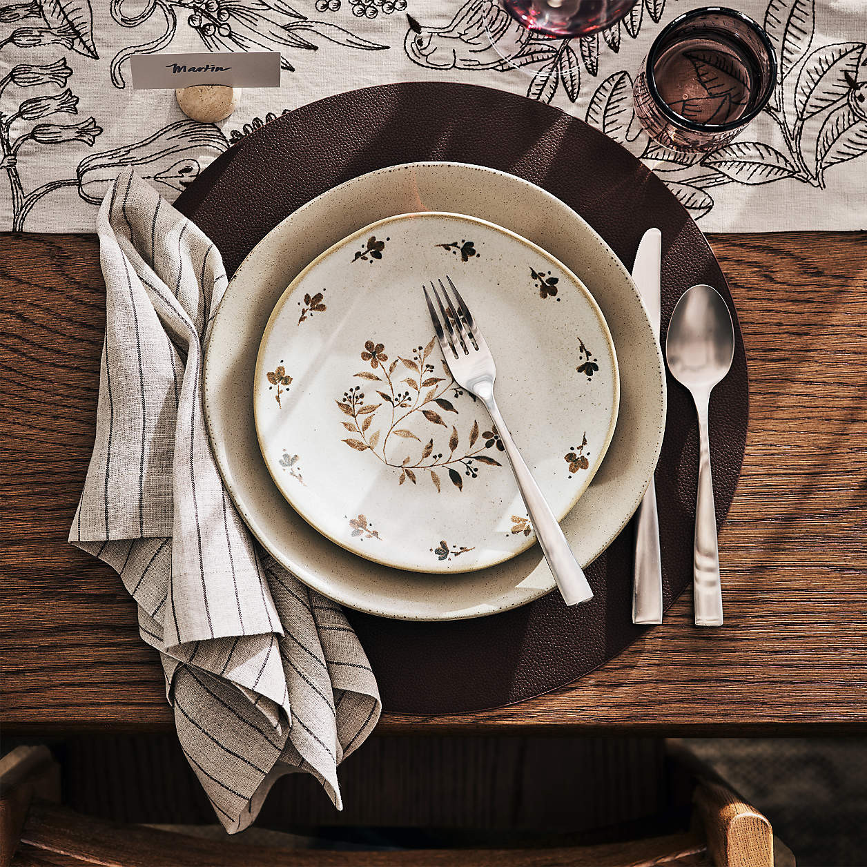 Marin Natural and Earth Brown EUROPEAN FLAX -Certified Linen Striped Napkins, Set of 4 + Reviews ... | Crate & Barrel