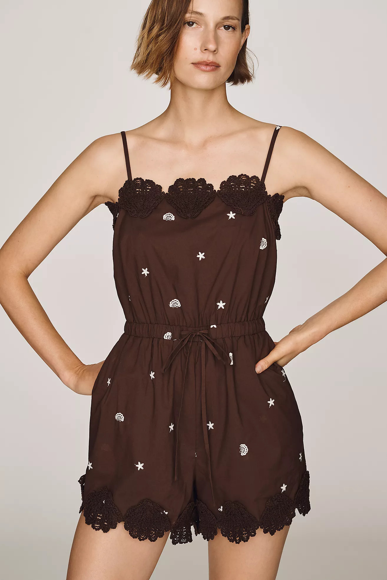 Elevator Disco 100% Cotton Midnight Romper | Anthropologie (US)