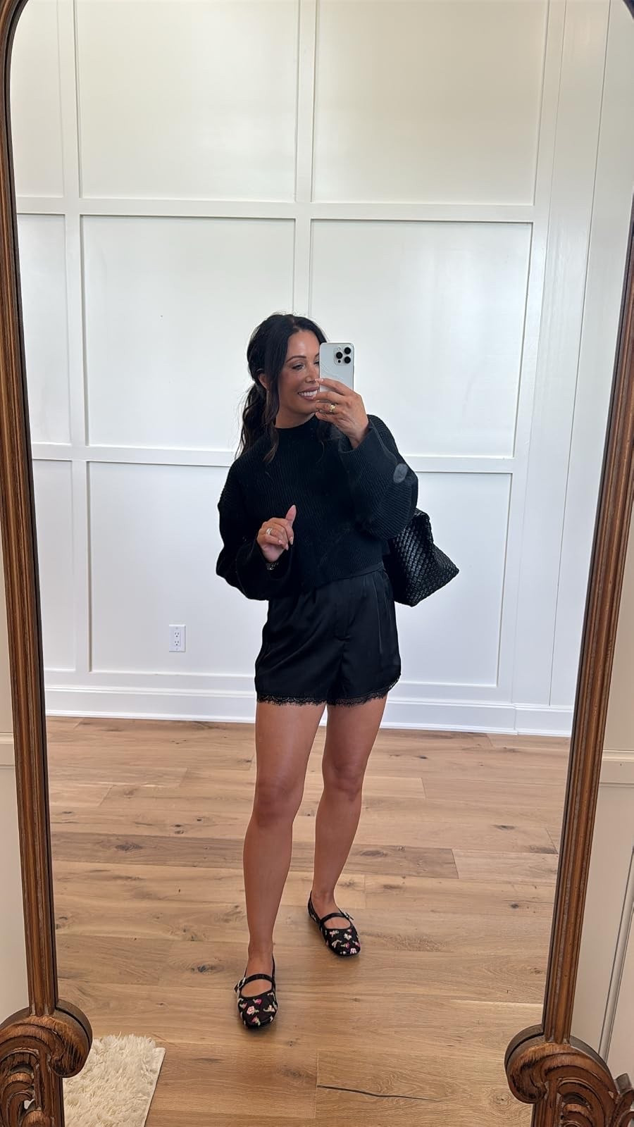 An all-black look that is perfect for date night! This cozy sweater and lace-trim shorts combination is feminine, chic, and perfect for transitioning into fall.
#DateNightOutfit #AllBlackOutfit #FallStyle #LaceShorts #LTKStyleTip #LTKFinds