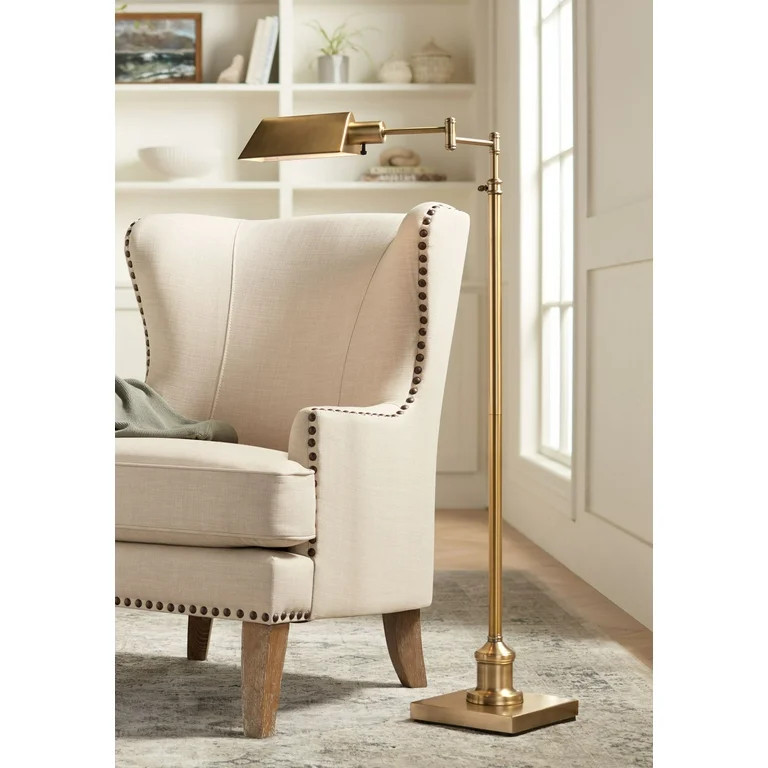 Regency Hill Jenson Traditional Pharmacy Swing Arm Floor Lamp 54" Tall Adjustable Aged Brass Meta... | Walmart (US)