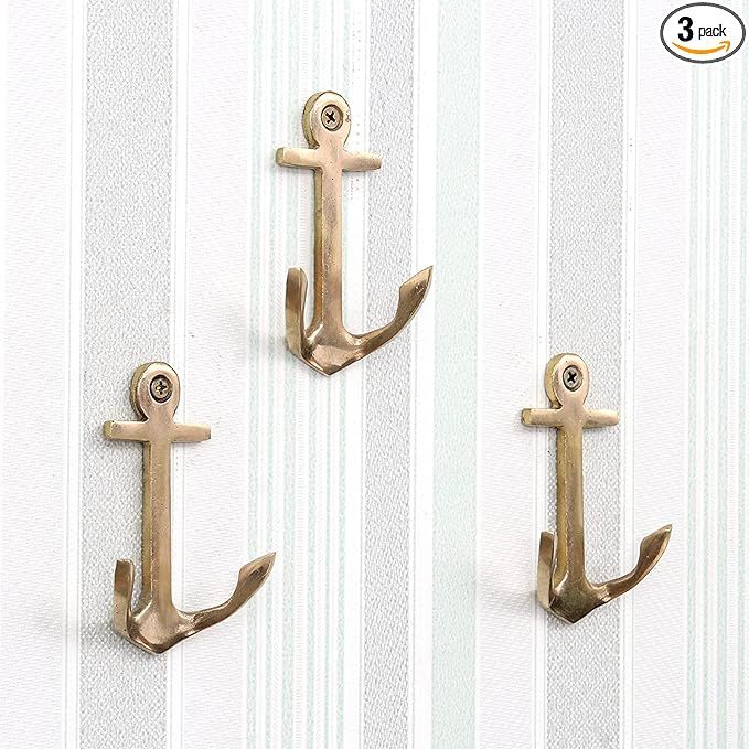 Indian Shelf Anchor Hooks Nautical Hooks for Hanging Decorative Hooks Antique Coat Hooks Gold Wal... | Amazon (US)