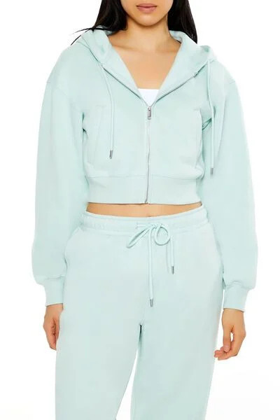 Fleece Drop-Sleeve Zip-Up Hoodie | Forever 21