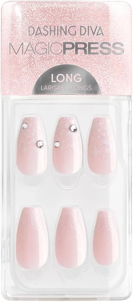Dashing Diva Magic Press Holiday Nails - Heavenly Frost | Long, Coffin Press On Nails | Long Last... | Amazon (US)