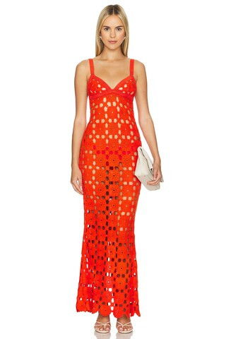 Mila Crochet Dress in Orange | Revolve Clothing (Global)