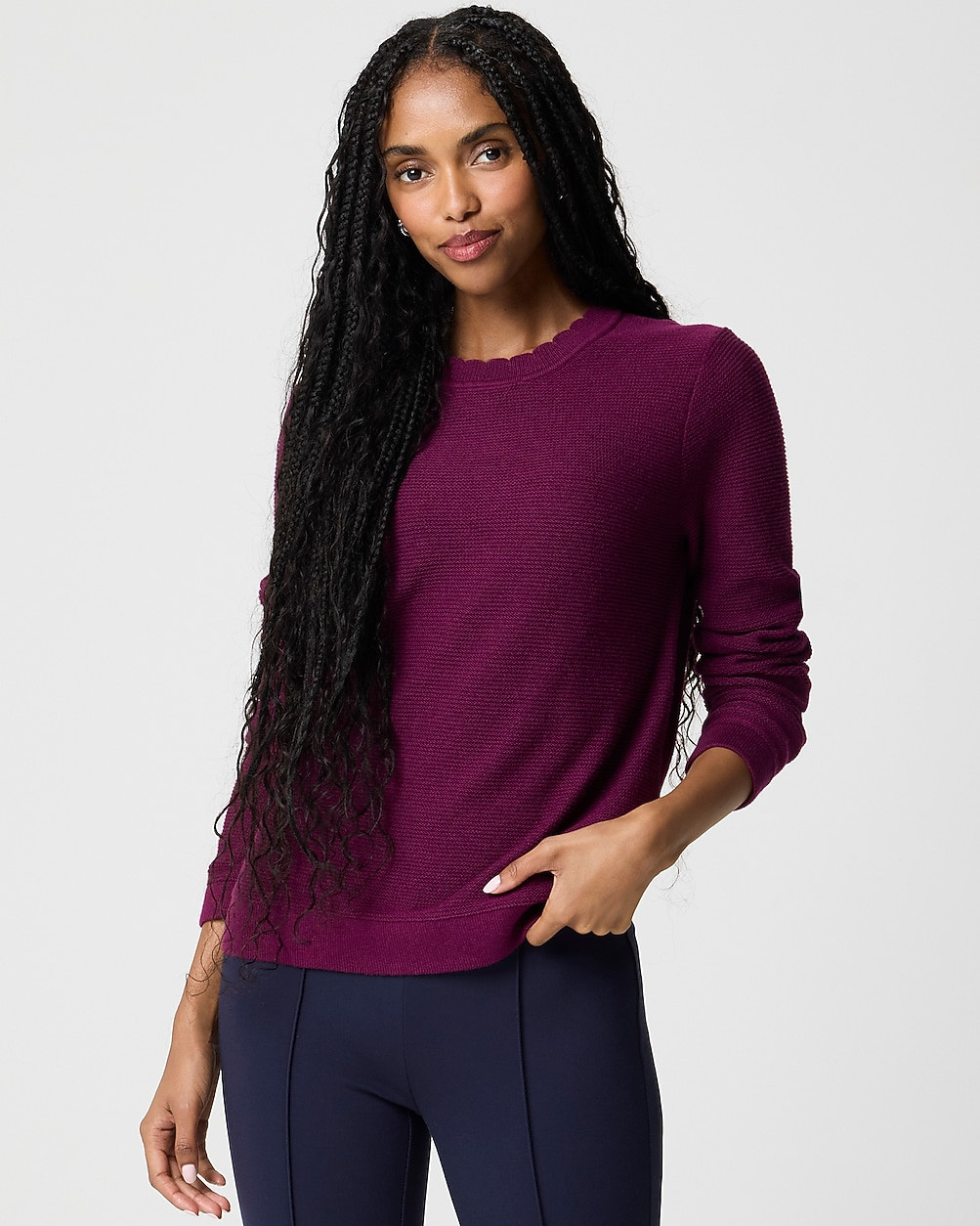Scalloped crewneck sweater | J.Crew Factory