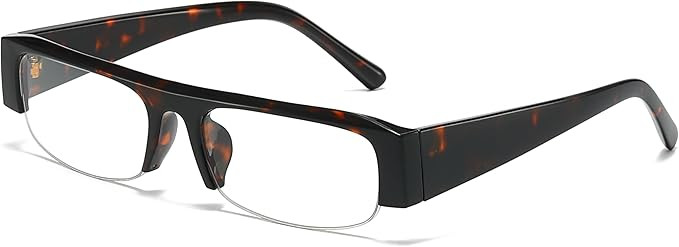 SODQW Office-Siren Y2K Blue Light Glasses for Women Rectangle Semi Rimless Frame Anti-Blue Light ... | Amazon (US)