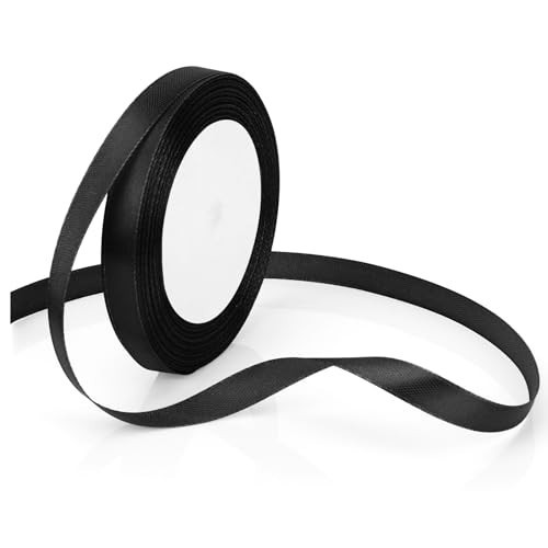 Black Ribbon for Gift Wrapping Black Satin Ribbon for Flower Bouquet Halloween Ribbon 3/8" Continuous 25 Yards Thin Black Silk Ribbon Fabric Ribbons For Crafts, Hair, Balloon, Bow, Wedding, DIY Sewing | Amazon (US)