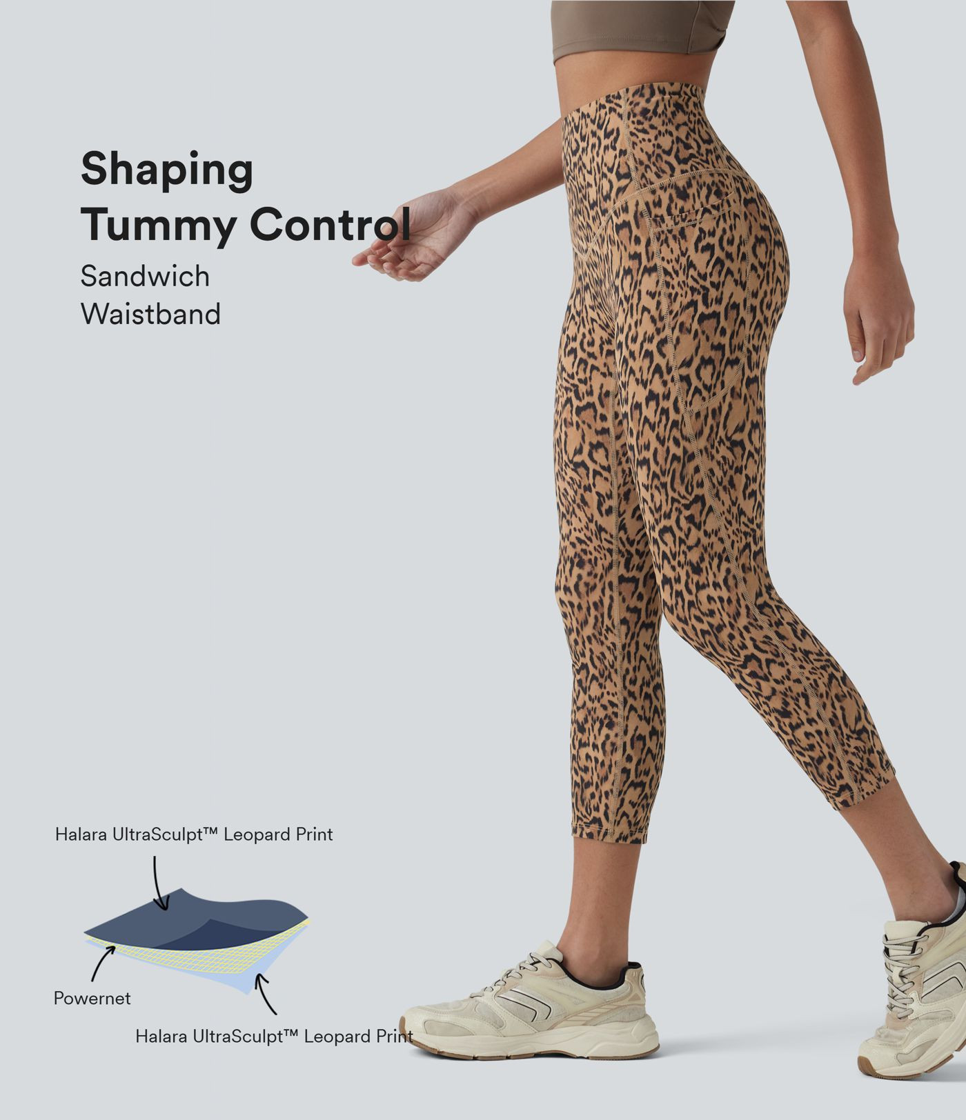 Women’s Halara UltraSculpt™ Leopard Print High Waisted Tummy Control Training Capri Leggings ... | HALARA