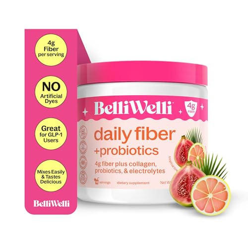 BelliWelli Fiber Supplement for Women & Men – Premium Daily Fiber Powder from Organic Acacia with Added Collagen, Electrolytes & Probiotics – No Bloat, Constipation & Gut Health Support (Tropical) | Amazon (US)