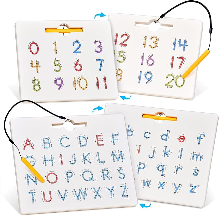 GAMENOTE Double Sided Magnetic Letter & Number Board Set - Alphabet & Numbers Tracing Board for T... | Amazon (US)