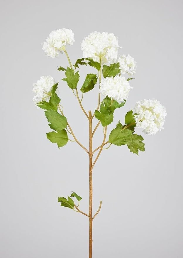 Afloral Faux Snowball Flower in Crisp White - 43.5" | Amazon (US)