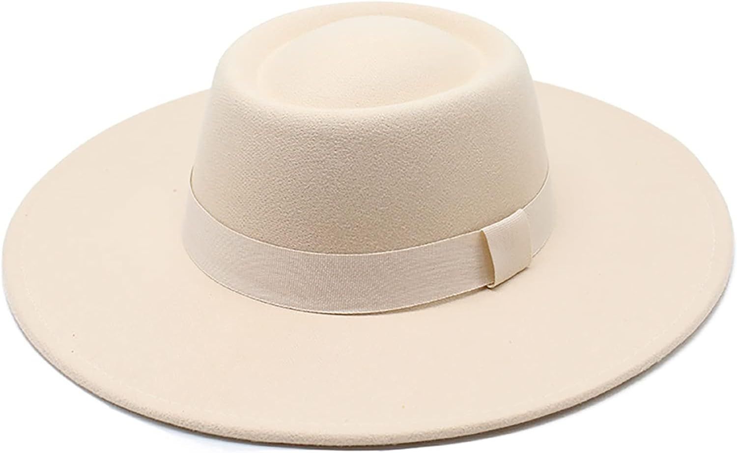 Wide Brim Panama Fedora Hat - Warm Felt Flat Top Pork Pie Cap for Women Men | Amazon (US)