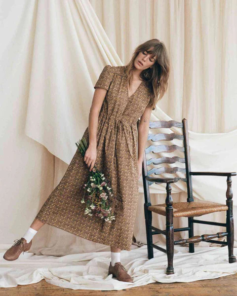 The Dawn Dress | Marron Blooming Vine (Pockets) | Christy Dawn