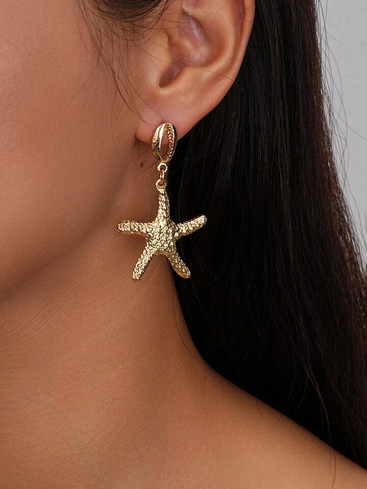 A pair Of Seashell Starfish Dangle Earrings Lady's Daily Decorations Halloween Party Gifts | SHEIN