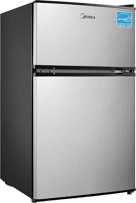 Midea WHD-113FSS1 Double Door Mini Fridge with Freezer for Bedroom Office or Dorm with Adjustable... | Amazon (US)