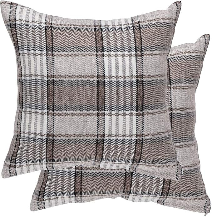 uxcell Set of 2 Buffalo Check Plaid Throw Pillow Covers Farmhouse Decorative Square Pillow Covers... | Amazon (US)