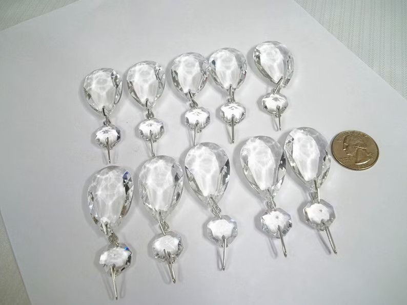 1 1/2' Excellent Quality Chandelier Crystal Teardrops, Set of Ten - Etsy | Etsy (US)