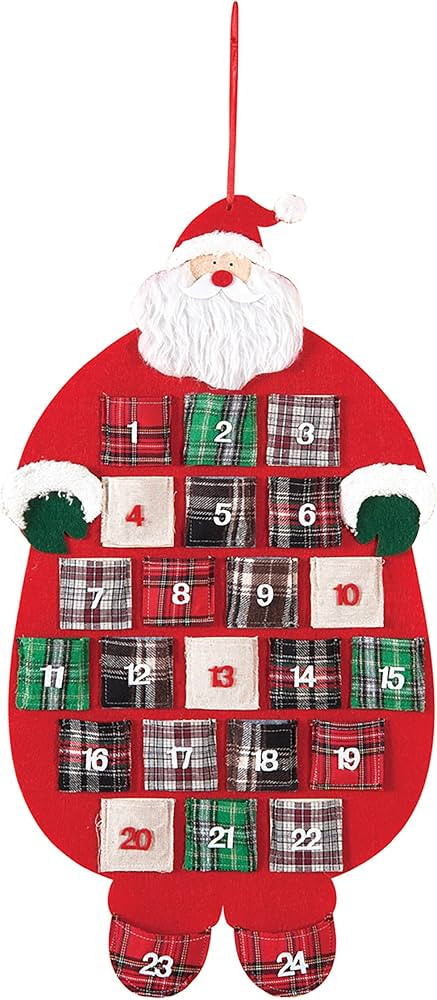 C&F Home Plaid Santa Felt Hanging Christmas Advent Calendar With 24 Pockets For Kids Xmas Home De... | Amazon (US)