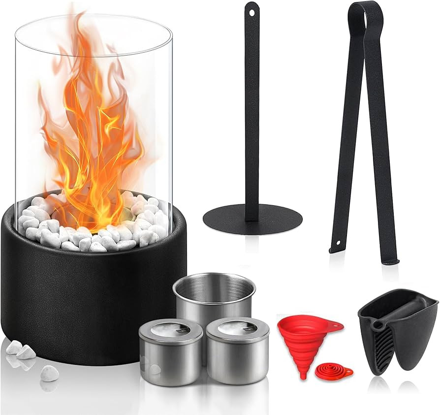 BRIAN & DANY Tabletop Fire Pit, Table Top Firepit Indoor & Outdoor, Tabletop Fireplace with 2 Com... | Amazon (US)