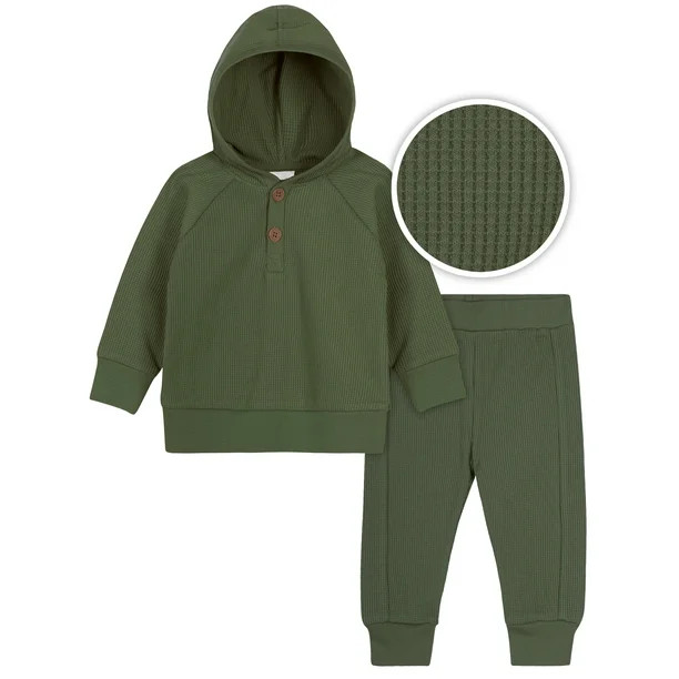 Modern Moments by Gerber Baby Boy Waffle Hoodie & Pant Outfit Set, 2-Piece, Sizes 0/3-24 Months -... | Walmart (US)