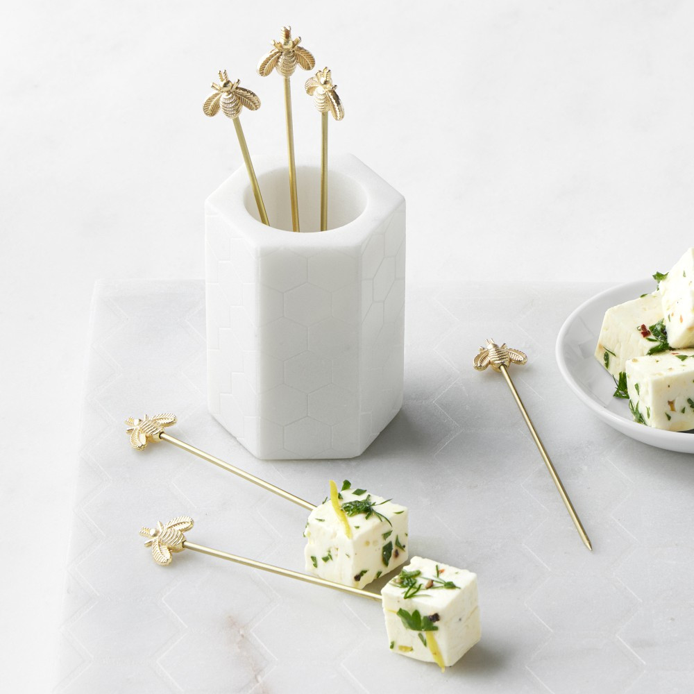 Williams Sonoma Marble & Brass Bee Cocktail Picks | Williams-Sonoma