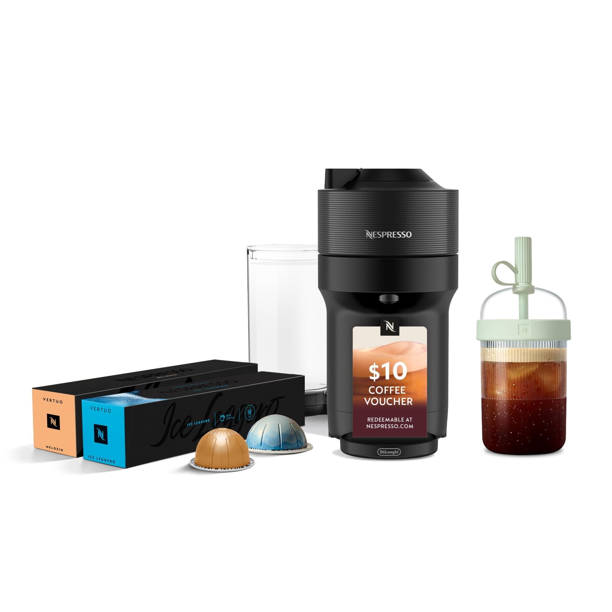 Nespresso Vertuo Pop+ Cold Value Added Bundle by De'Longhi, Liquorice Black | Amazon (US)