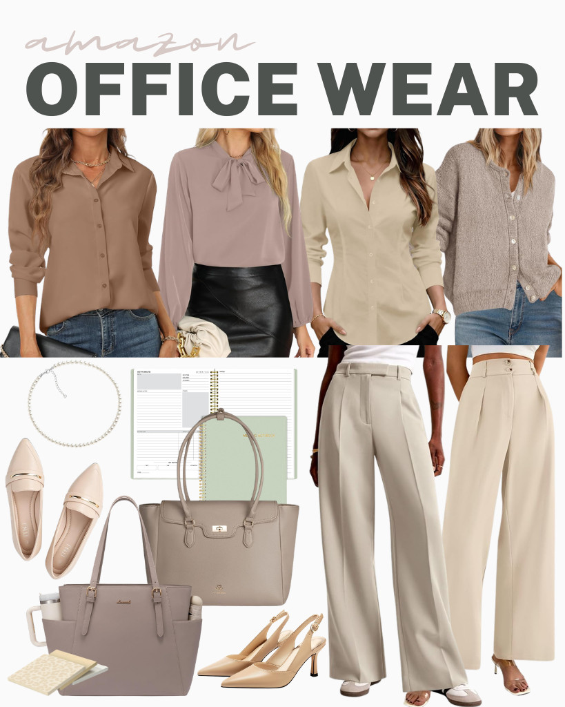 These outfits for the office are trending right now! Check out this button-down sweater from PRETTYGARDEN that you can layer on top of a simple work top. We also love this chiffon blouse paired with either NIMIN or BTFBM wide-leg pants. These tote bags from LOVEVOOK are selling fast, too! 

 #LTKSeasonal #LTKSaleAlert #LTKTravel