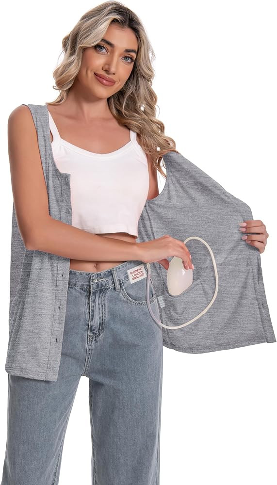 Mastectomy Top Tank with Drain Pockets Post Surgery Recovery Must Haves Clothing Comfy Sleeveless... | Amazon (US)