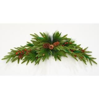 42 in. Spruce Artificial Christmas Swag with Pine Cone Berry | The Home Depot
