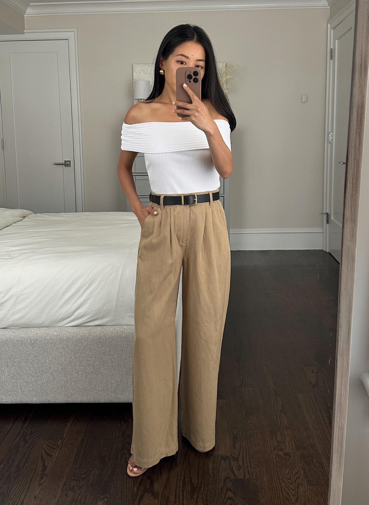 Classy summer smart casual outfit, also works for brunch or drinks.  

Top on extra sale with code COOLDOWN. Linked a few other sale items included!

• Off the shoulder top xxs - thicker ribbed fabric, shoulders stay down well . The torso is a slightly looser fit throughout the body  versus a snug fit .

• Harlow petite khaki pants 00 petite - fits me looser at the waist with a chino style feel that’s a little more casual. Flattering wide leg and the petite length works on me with a low heel 

• Madewell belt xxs 

@madewell #madewellpartner 

#petire friendly summer outfits

#LTKSeasonal
